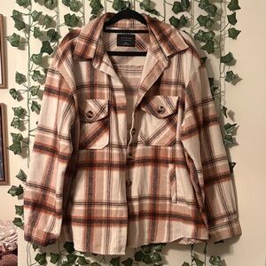 Active USA Tan and Brown Plaid Utility Jacket